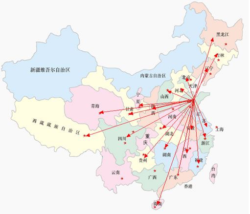 百樂(lè)源國(guó)內(nèi)銷售網(wǎng)絡(luò)